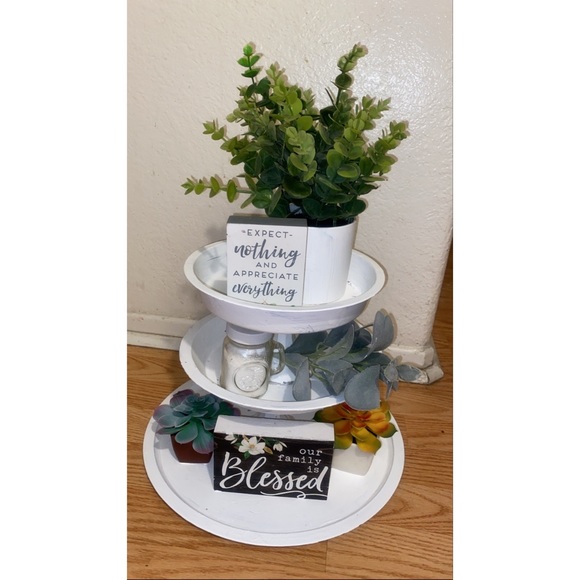 Modern Farmhouse Tiered Tray Table - Picture 1 of 3